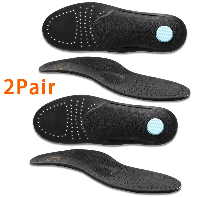 1 Pair of Leather Orthotic Arch Support Insoles for Men and Women
