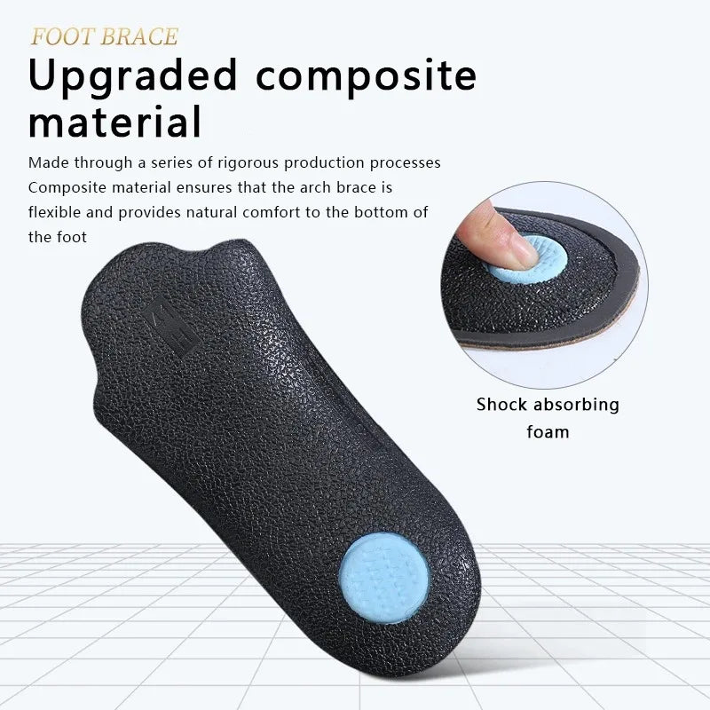 1 Pair of Leather Orthotic Arch Support Insoles for Men and Women