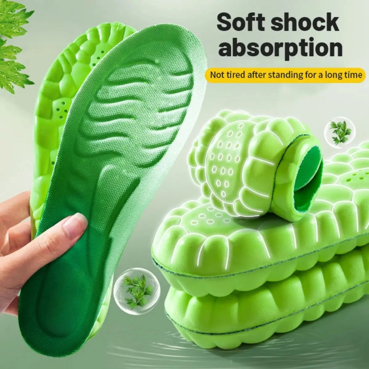1 Pair of highly elastic PU sports shoe soles, shockproof, antibacterial, deodorizing,