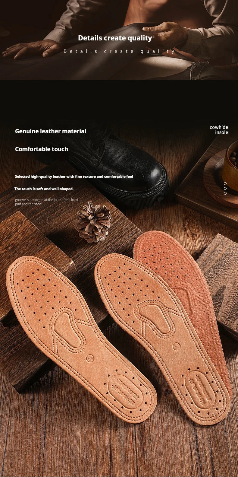 Breathable, deodorizing, sports leather sole for men and women