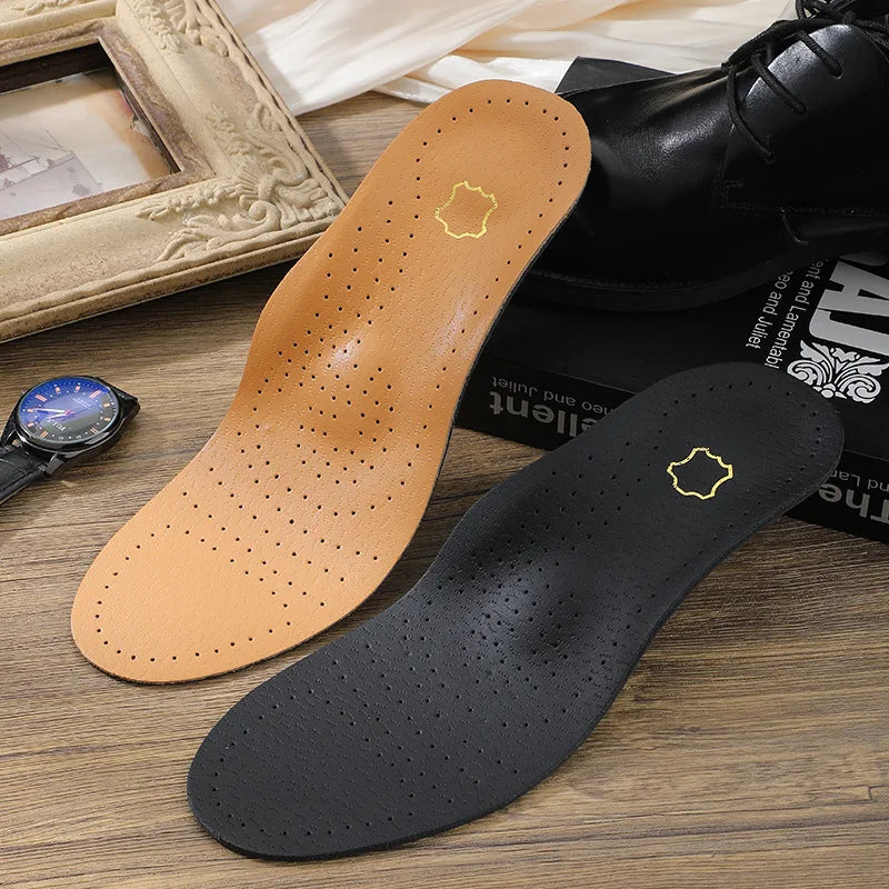 1 Pair of Leather Orthotic Arch Support Insoles for Men and Women