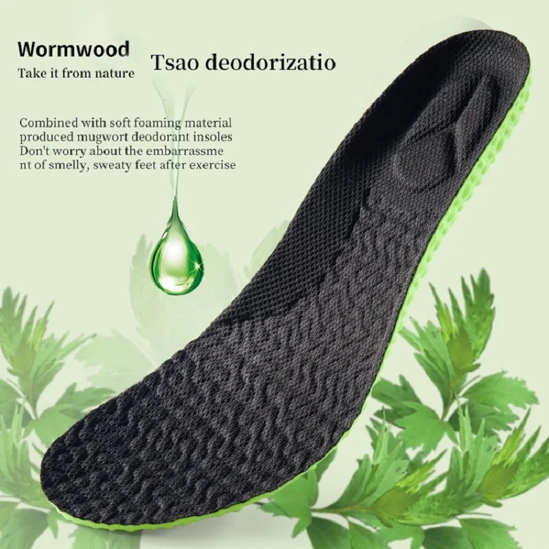 Green Shock Absorption Sports Shoe Insole PU Memory Foam Breathable Arch Support Orthopedic Shoe for Men Women