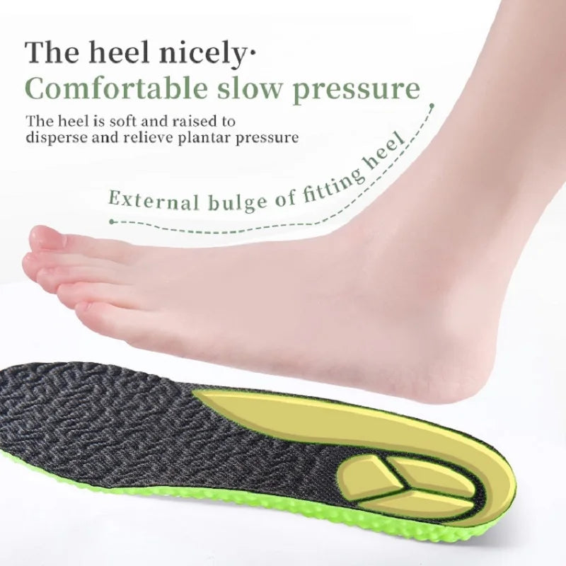 Green Shock Absorption Sports Shoe Insole PU Memory Foam Breathable Arch Support Orthopedic Shoe for Men Women