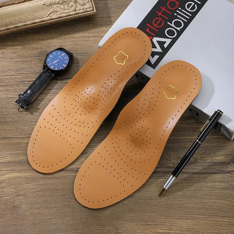 1 Pair of Leather Orthotic Arch Support Insoles for Men and Women