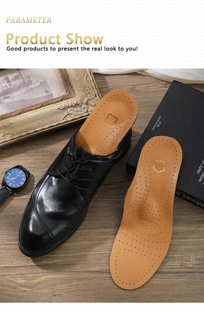 1 Pair of Leather Orthotic Arch Support Insoles for Men and Women