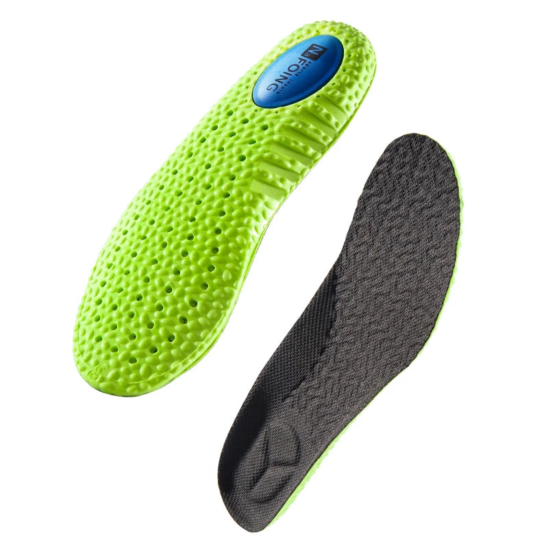 Green Shock Absorption Sports Shoe Insole PU Memory Foam Breathable Arch Support Orthopedic Shoe for Men Women